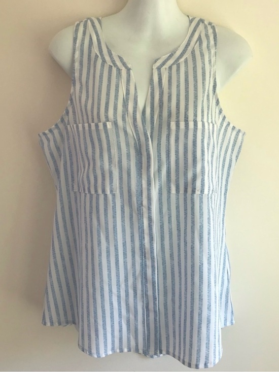 Sanctuary Tops - Sanctuary Blue White Striped Sleeveless Blouse Small Beach Summer Top